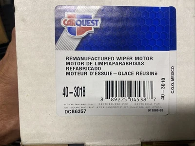 Fits 01-03  Chrysler/Dodge Models, Reman Wiper Motor, Carquest Part #40-3018 - Image 1 of 4