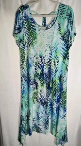 Chicos Abito Midi Donna Taglia 2 Multicolore Stampa Foglia di Palma Tropicale Linea A Jersey - Foto 1 di 5