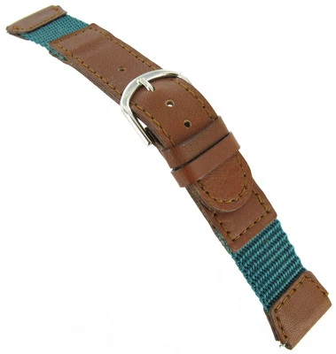 Pulseira de relógio masculina curta 16 mm Speidel Express marrom bronzeado e verde - Imagem 1 de 2