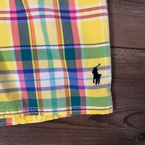 Polo Ralph Lauren Boys Swim Trunks Preppy Pockets Yellow Plaid Size S - Picture 1 of 10