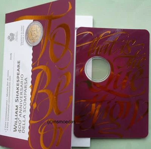 San Marino 2 Euro 2016 Shakespeare Commemorativo Off. Cartella Coincard letta vuota - Foto 1 di 1