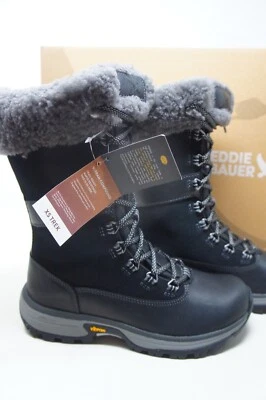 Bota Eddie Bauer Rainier Para Mujer Negra, Impermeable Cuero Gamuza Grano Completo, 6.5 Foto 1 de 4