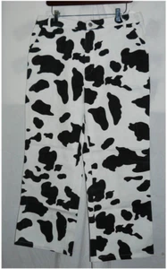 Black & White Cow Print Denim Jean style Wide Leg Pants, sz XL, EUC - Picture 1 of 1