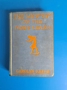 NANCY DREW The Mystery of the Ivory Charm 1st Ed 1936 Orange Silhouette Endpaper - Picture 1 of 9