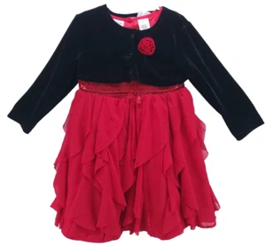 Blueberi Boulevard Girls Dress - Size 6 - Velvet Shrug - Red Black - Sequins - Picture 1 of 7