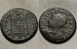 Constantine II as Caesar, Rare genuine Ancient Roman coin Camp-gate Rome wreath - Picture 1 of 4