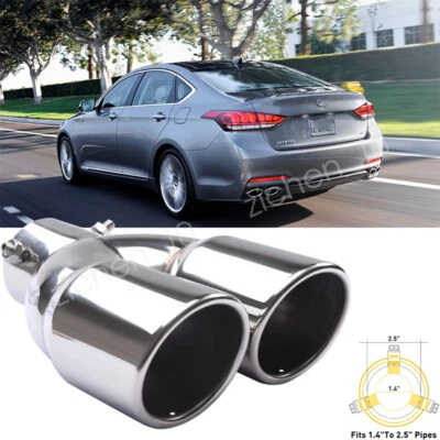 For Hyundai Genesis 2.5 Inlet Rear Car Dual Exhaust Muffler Tip Tail Pipe Steel Foto 1 de 4