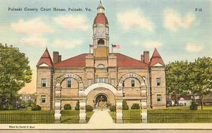 Postkarte Virginia VA Pulaski County Court House Leinen unbesendet - Bild 1 von 2