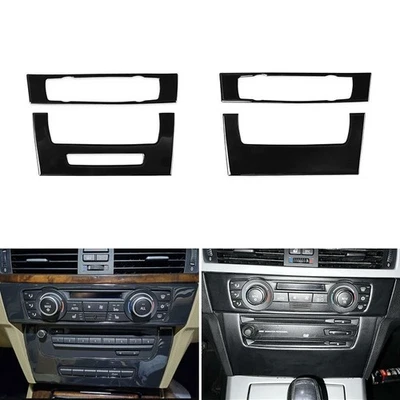 Cubierta de marco de panel de CD de control central negra para BMW Serie 3 E90 E92 E93 2005-2012 Foto 1 de 4