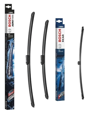 Juego de escobillas limpiaparabrisas delanteras + traseras Audi Q5 2016 en adelante BOSCH A298S A360H Foto 1 de 4