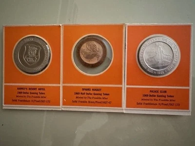 Three  Franklin Mint 1969 Casino Dollar Gaming Tokens - Image 1 of 3