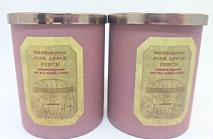 Bath Body Works 2 Pink Apple Punch Single Wick 8 ounce Candles New Apple Melon - Picture 1 of 2