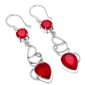 Ruby(Simulated) Christmas New Year Gift Jewelry Earring 2.56 " X-Mas Gift o669 - Picture 1 of 2