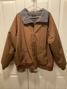 Lands End Nylon Shell Coat Jacket Fleece Lined Brown XL/T 46-48 EX+ - Picture 1 of 3