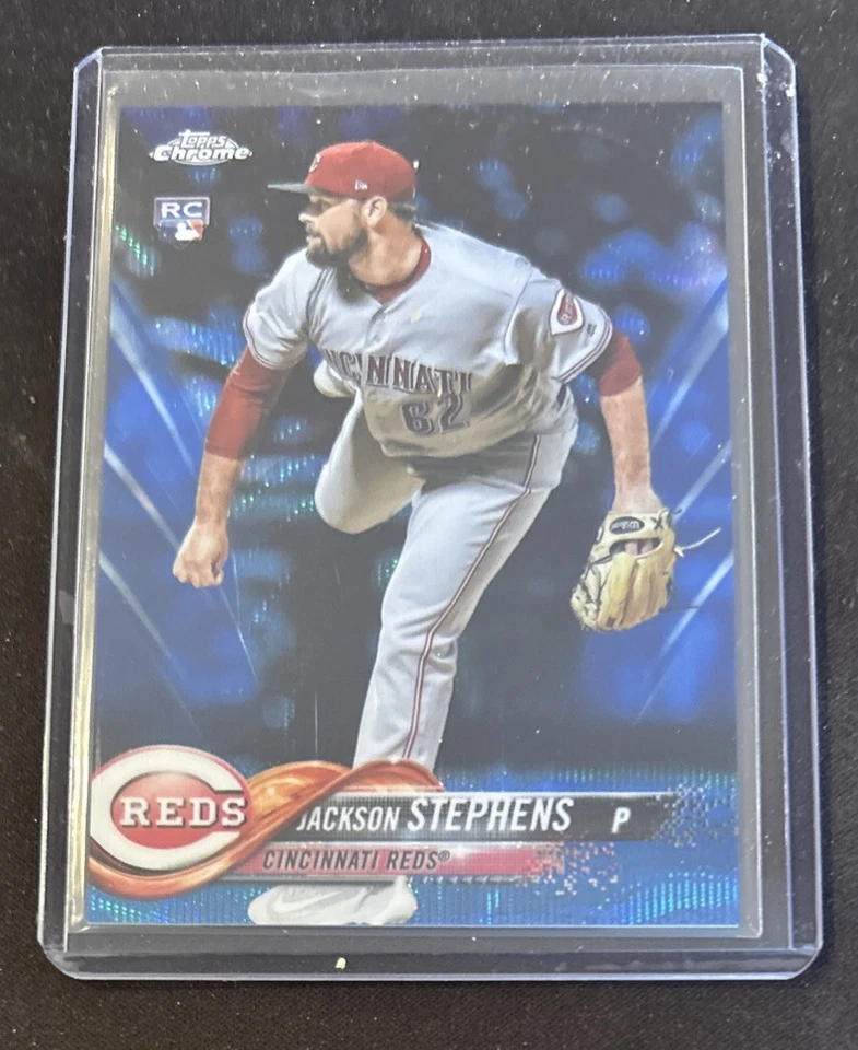 2018 Topps Chrome Jackson Stephens Rookie Blue Wave Refractor #24/75 Reds RC - Image 1 of 2