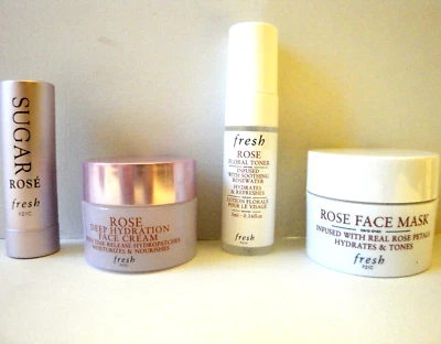Fresh Rose Face Cream Rose Petal Infused Face Mask Floral Toner Lipstick Travel - Image 1 of 4