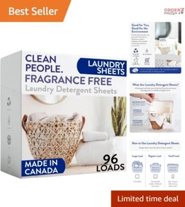 Fragrance Free Laundry Detergent Sheets - Eco-Friendly & Hypoallergenic, 96 Pack - Picture 1 of 7