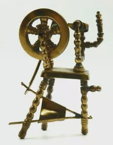 RUEDA GIRATORIA DE LATÓN EN MINIATURA VINTAGE PARA CASA DE MUÑECAS ~ HECHA EN HOLANDA - Imagen 1 de 11