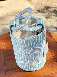 SIGRID OLSEN Woven Bucket Bag Turquoise Handcrafted New With Tags Beach Or Pool - Picture 1 of 7