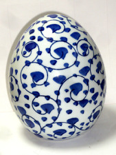 XL Porzellan Ei mit Blauem Dekor. H - 17cm