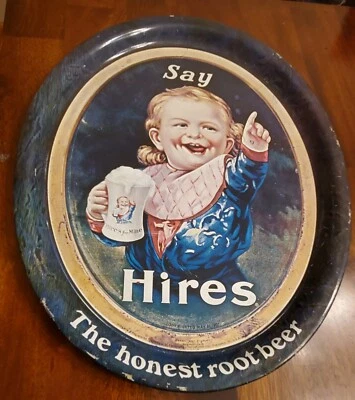 Vintage/Antique Reproduction Hires Root Beer Metal Serving Tray Large SAY HIRES - Image 1 of 4