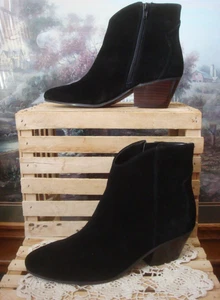 NIB~ NINE WEST TRISTAN ~BLACK SUEDE LEATHER WESTERN INSPIRED ANKLE BOOTS~ 7.5M - Picture 1 of 9