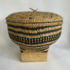 Vintage handgewebter Reiskorb Tingkep Schüssel Bambus gewebt indonesisches Handwerk Aufbewahrung