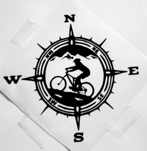 COMPASS MOUNTAIN BIKE Vinyl Decal -Sticker for Jeep Car Truck Bumper Wall Window - Picture 1 of 2