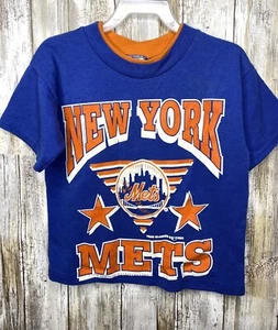 Vintage New York Mets MLB 1993 Team Glasgow Blue T-shirt No Size - Picture 1 of 7