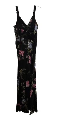 women’s Long Black dark floral ruched gown Jill Jill Stuart Sz XS NWTS $368 - Image 1 of 4