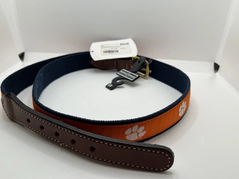 Mens Belt Size 40 Clemson Tigers Canvas Leather Belt Orange Brown by Moonshine Cover