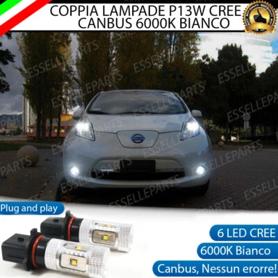2x LAMPADE P13W LED DRL LUCI DIURNE PER NISSAN LEAF CANBUS BIANCO GHIACCIO 6000K - Immagine 1 di 4