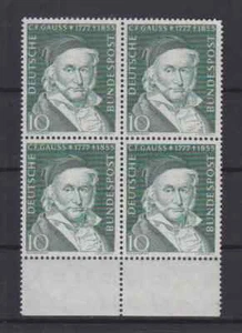Bund 204 postfrisch Unterrand Viererblock Frieddrich Gauss ungefaltet (B-9202a) - Picture 1 of 1