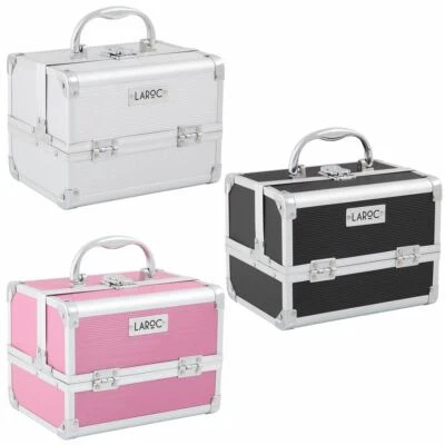 Aluminium Professional Cosmetic Makeup Vanity Travel Case Storage with Mirror - Image 1 of 2