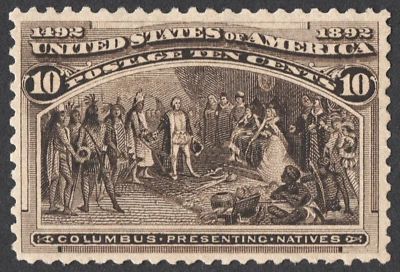 US Sc# 237 MINT RE-GUM { -VF- 10c PRESENTING NATIVES } BEAUTY COLUMBIAN OF 1893 - Image 1 of 4