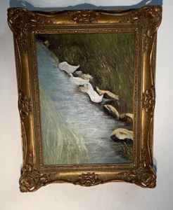 Enten am Teich Ölgemälde 1967 - Bild 1 von 9