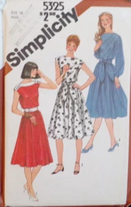 Simplicity Sewing Pattern 5325 Misses Dress Pullover and Sash Size 16 VTG UNCUT - Picture 1 of 6