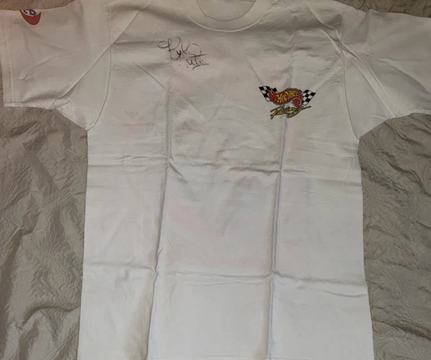 VINTAGE NASCAR RACING T SHIRT KYLE PETTY HOT WHEELS RACING SIZE L AUTOGRAPHED Cover