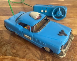 SKK Vintage Japan Remote Control Battery Operated Tin Litho Blue Police Car - Picture 1 of 11