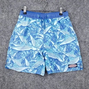 Vineyard Vines Swim Trunks Shorts Boys Medium 12 14 Blue Fish Print Board Beach - Picture 1 of 11
