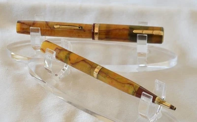 Редкий винтажный Waterman патриций перьевая ручка и карандаш комплект в оникс Butterscotch - Изображение 1 из 4