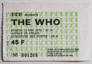 THE WHO rare billet ticket stub concert FRANCE Frejus 12/05/1979 KCP - Picture 1 of 2