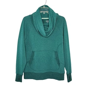L.L. Bean Cozy Pullover Damen Sweatshirt Wasserfallausschnitt Daumenlöcher türkis grün PM - Bild 1 von 5