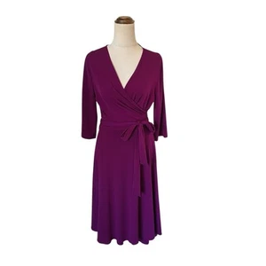 By Samantha Melbourne Size 14 Royal Purple Jersey Wrap Dress Work Casual Dinner - Picture 1 of 7