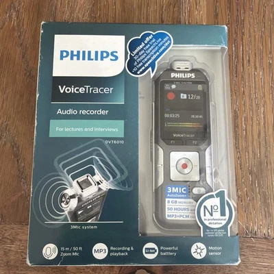 Philips DVT6010 Voice Tracer Digital Voice Audio Recorder 3 Mic System Handheld  - Image 1 of 3