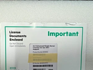 NEW HPE BD505A BD505-63101 iLO Advanced Single Server License Opened - Picture 1 of 2