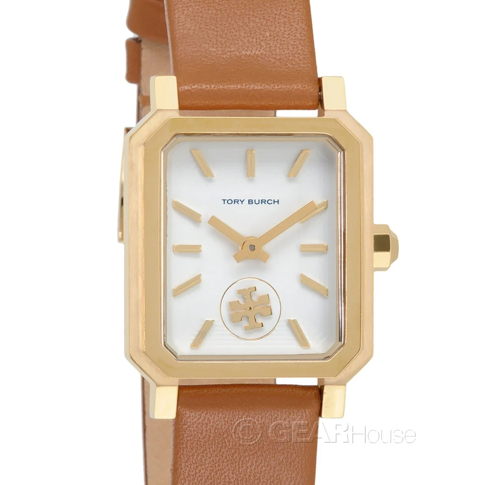 Tory Burch Robinson Watch TBW1503 Brown Leather/gold Tone 27 X 29 Mm