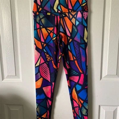 Pantalones de yoga para mujer con estampado geométrico multicolor talla XL calzas de cintura alta Foto 1 de 4