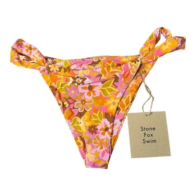 Parte inferior de bikini Stone Fox Swim corte alto en estampado retro pop grande nueva con etiquetas Foto 1 de 4