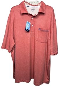 NWT IZOD Saltwater 2XLT Red Polo Shirt Big & Tall White Crest UPF 30 Wicking - Picture 1 of 8